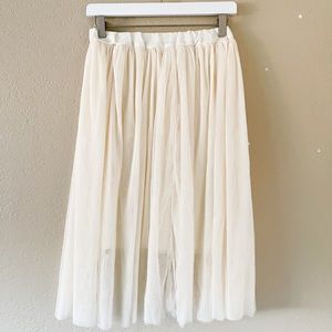 Tulle Skirt Women One Size Ivory Flowy Drape Elastic-band Flowy Aline Skirt